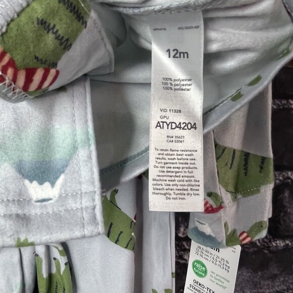 Carter's Just One You 12 Month Dinosaur Holiday Toddler 2-piece Pajama Set - Picture 6 of 11